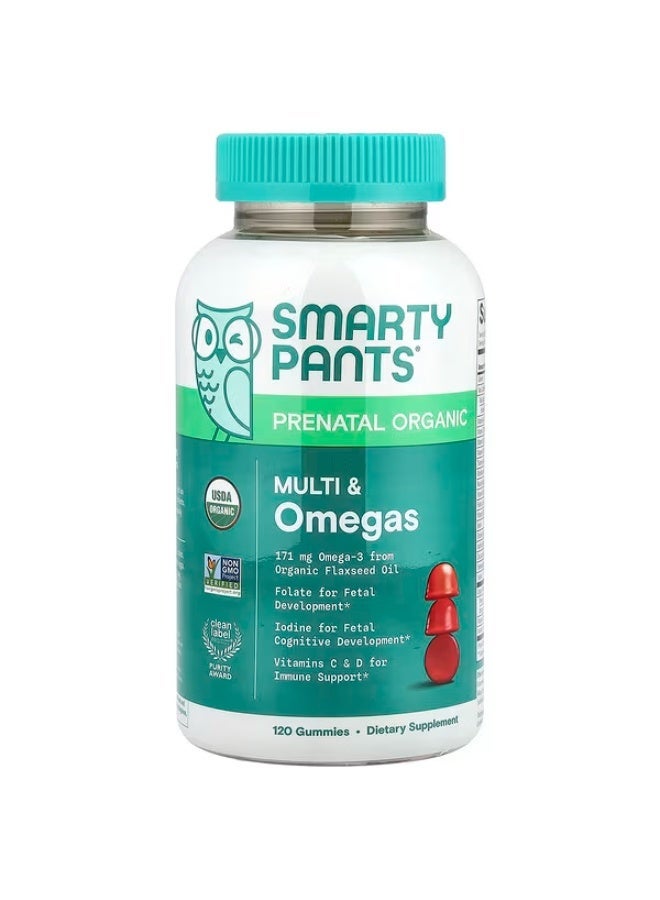 SmartyPants, Organic Prenatal Multi & Omegas, Grape, Blueberry & Mixed Berry, 120 Gummies - Image 1